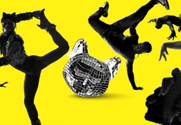 Breakdancers showcasing dynamic moves in a lively dance scene.